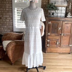 RACHEL PARCELL LUCENT WHITE SHORT SLEEVE LACE DRESS LARGE NEW